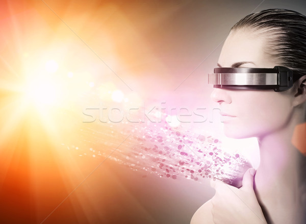 Női robot nanotechnológia nő lány nap Stock fotó © Nejron