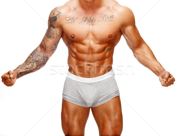 Uomo bella muscolare tatuato torso intimo Foto d'archivio © Nejron