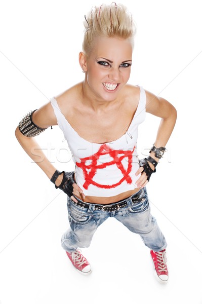 Punk menina isolado branco mulher cara Foto stock © Nejron