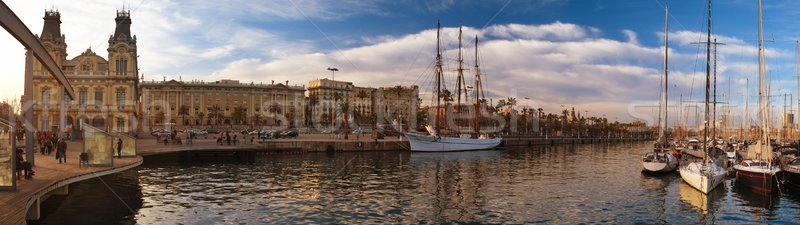 View of a boardwalk near yacht port in Barcelona Stock photo © Nejron