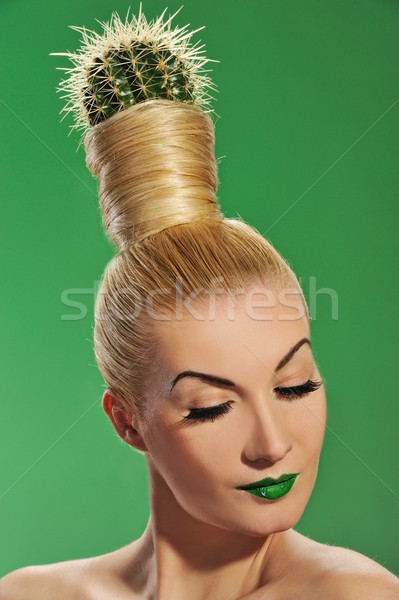  Woman with cactus in her hair  Stock photo © Nejron