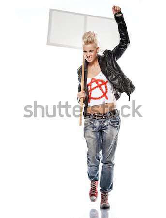 Punk girl with a baseball bat running. Stock photo © Nejron