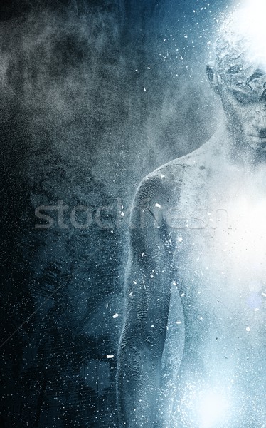 Férfi spirituális testművészet fény festék villám Stock fotó © Nejron