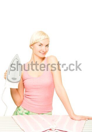 Beutiful woman  ironing clothes. Isolated on white background Stock photo © Nejron