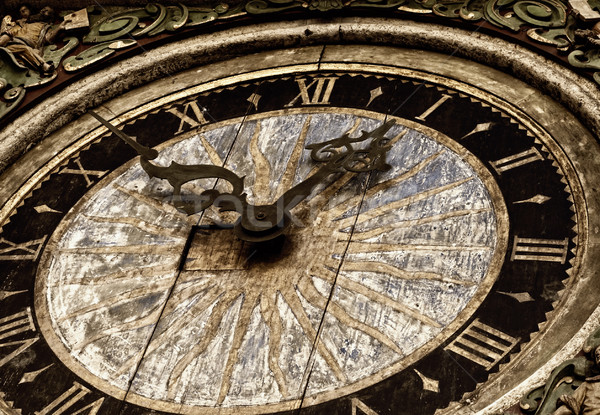 Foto antichi clock legno retro buio Foto d'archivio © Nejron