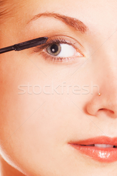 Foto stock: Primer · plano · retrato · nina · maquillaje · mujer