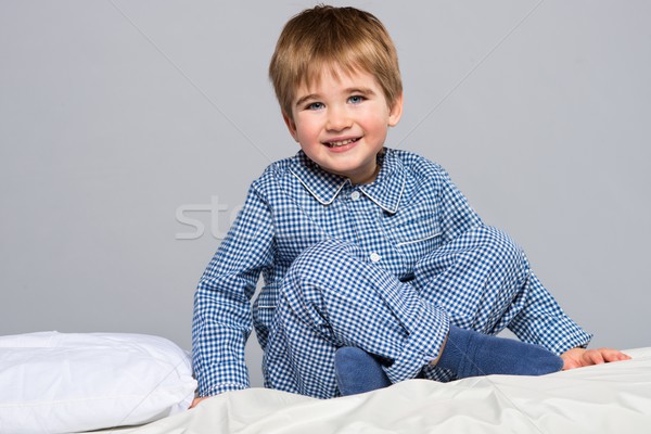 Stockfoto: Weinig · jongen · Blauw · pyjama