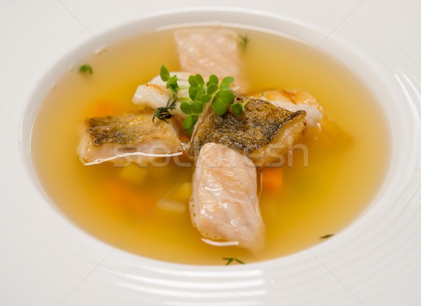 Tasty soup with pieces of salmon Stock photo © Nejron