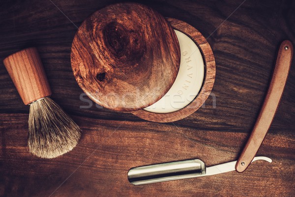Stock foto: Zubehör · Luxus · Holz · Gesicht · Mann · Haar