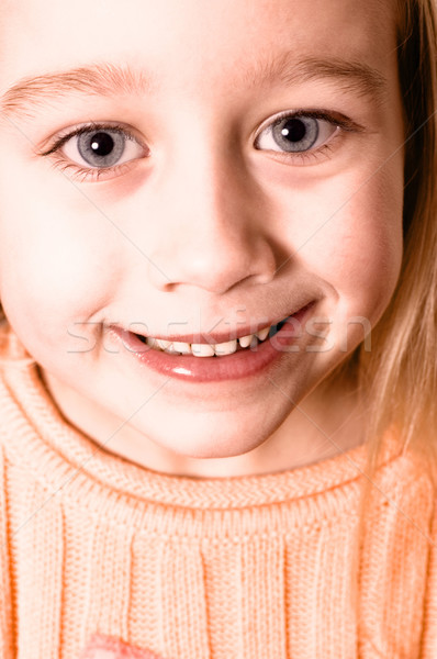 Sepya portre küçük kız kız göz yüz Stok fotoğraf © Nejron