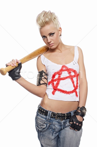 Punk meisje bat vrouw gezicht verf Stockfoto © Nejron