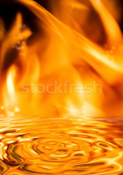 Fire flames reflected in water Stock photo © Nejron