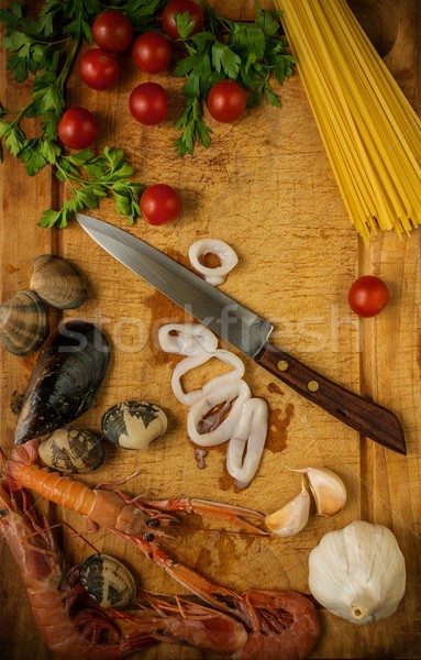 Meeresfrüchte Essen Vorbereitung Prozess Essen Gesundheit Stock foto © Nejron