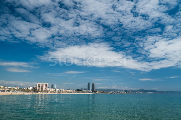 Frumos Barcelona plajă apus ocean Imagine de stoc © Nejron