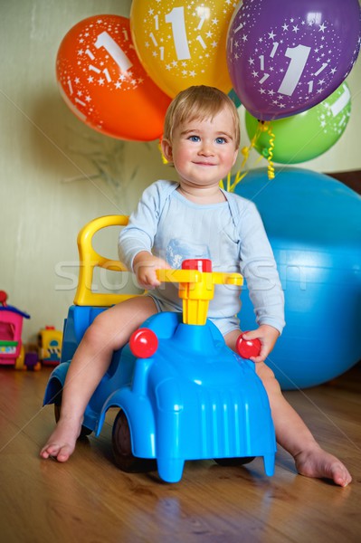 [[stock_photo]]: Bébé · garçons · année · anniversaire · fille · fête