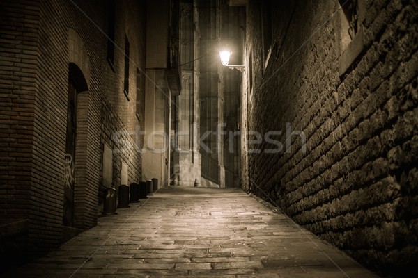 Pusty ulicy noc kwartał Barcelona Hiszpania Zdjęcia stock © Nejron