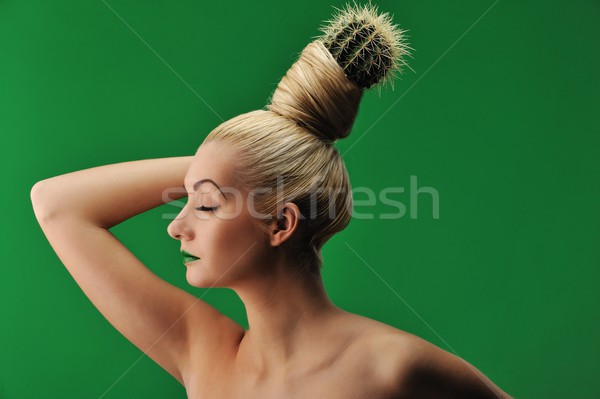 Woman with cactus in her hair 
 Stock photo © Nejron