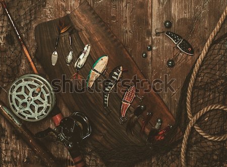 Medieval knight with sword and shield against stone wall Stock photo © Nejron