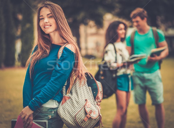 Belle jeune fille étudiant ville parc été Photo stock © Nejron