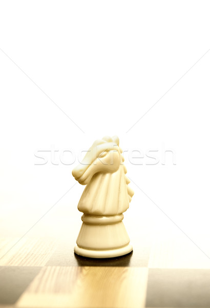 Ritter Figur Schachbrett Holz schwarz weiß Stock foto © Nejron