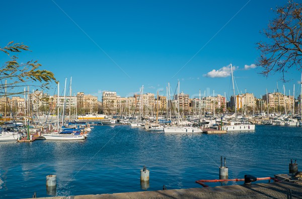 View of harbour with yachts in Barceloneta neighborhood Stock photo © Nejron