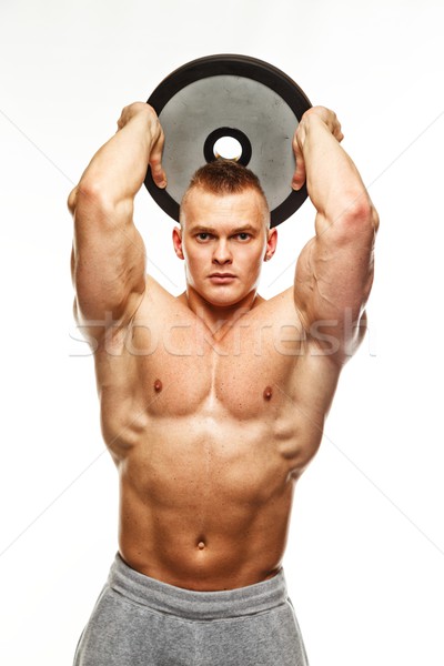 [[stock_photo]]: Bel · homme · musculaire · torse · poids · sport