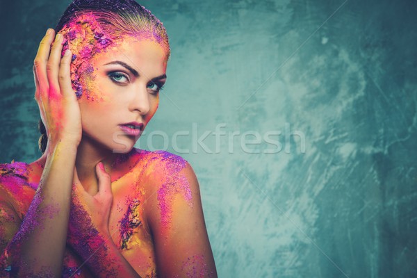 Belle jeune femme coloré art corporel fille mode Photo stock © Nejron