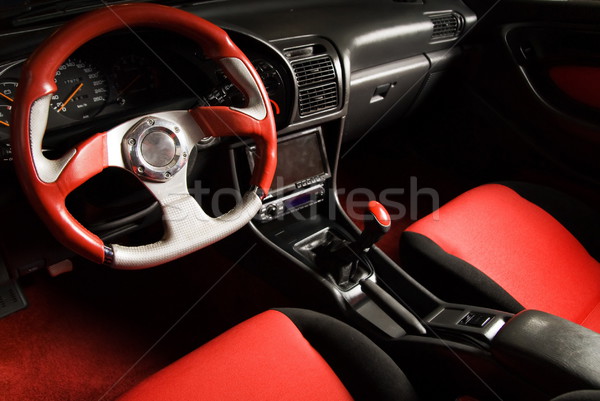 Tuned sport car. Luxury red velvet interior Stock photo © Nejron