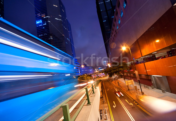 Stock photo: Fast moving bus at night 

