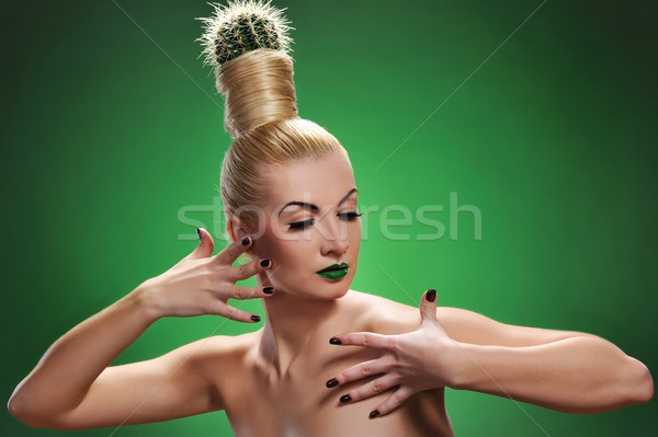  Woman with cactus in her hair  Stock photo © Nejron