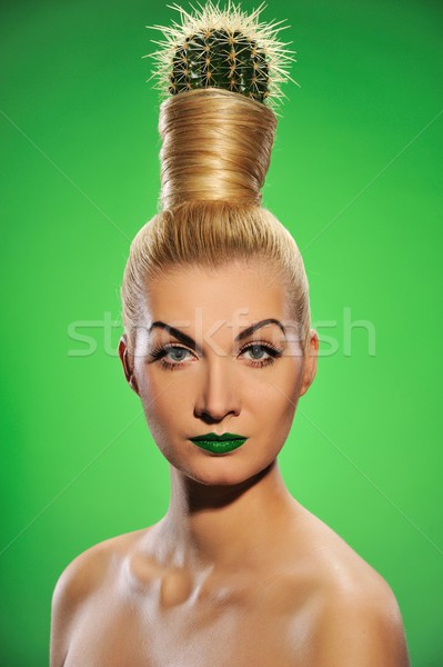 Woman with cactus in her hair  Stock photo © Nejron