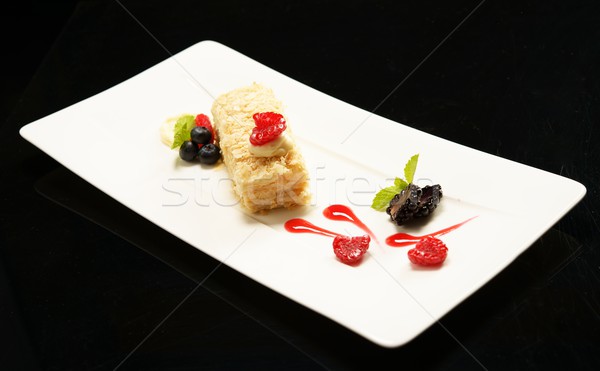 Napoleon puff tort with fresh  fruits  Stock photo © Nejron