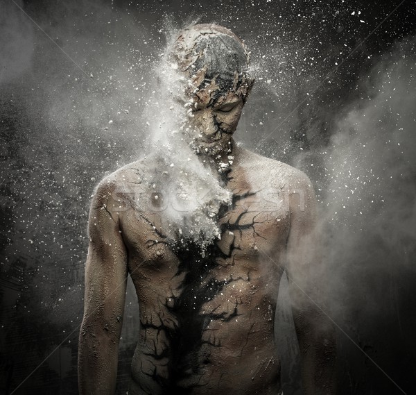 Man geestelijke body art licht verf bliksem Stockfoto © Nejron