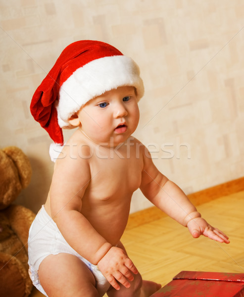 Adorable toddler in Christmas hat Stock photo © Nejron