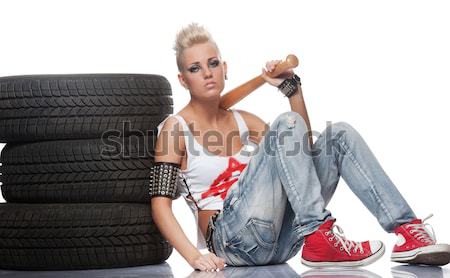 Punk meisje bat vergadering vrouw verf Stockfoto © Nejron