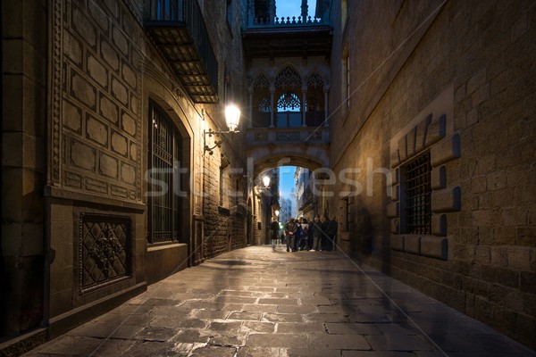 Bridge at Carrer del Bisbe  in Barri Gotic, Barcelona Stock photo © Nejron