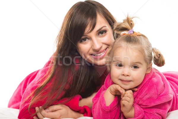 Szczęśliwy matka córka ubieranie się rodziny zabawy Zdjęcia stock © Nejron
