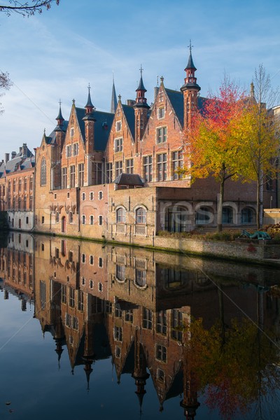 Huizen kanaal België hemel gebouw stad Stockfoto © Nejron