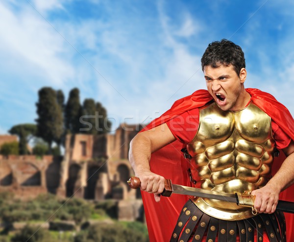 Roman legionary soldier in front old city of Rome Stock photo © Nejron