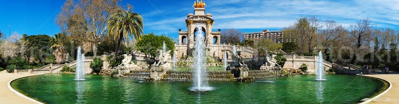 Panorama of fountain in a Parc de la Ciutadella, Barcelona Stock photo © Nejron