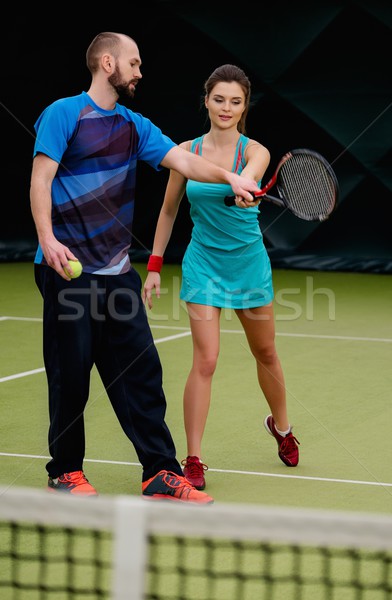 Donna giocatore coach campo da tennis club Foto d'archivio © Nejron