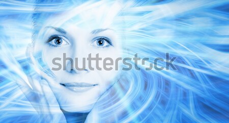 Beautiful girl on abstract background (high-key portrait toned i Stock photo © Nejron
