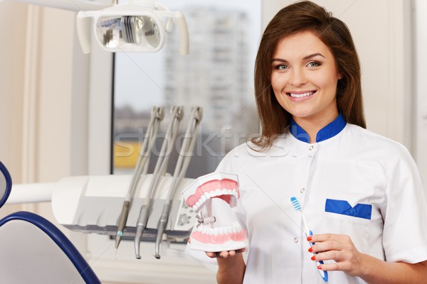 Jovem belo morena mulher dentista plástico Foto stock © Nejron