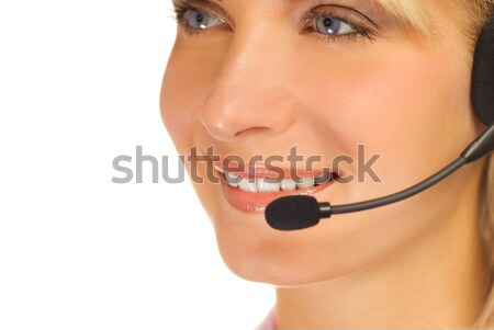 Mooie hotline exploitant hoofdtelefoon geïsoleerd witte Stockfoto © Nejron