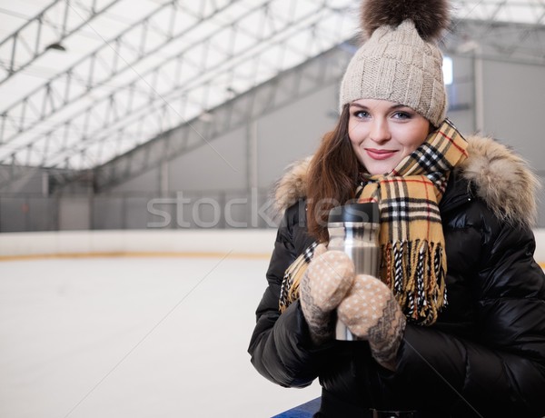 Stockfoto: Meisje · mok · warme · drank · winter