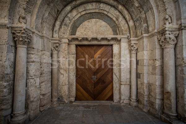 Wooden door in ancient archway Stock photo © Nejron