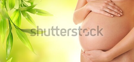 Sexy woman's body over green abstract background Stock photo © Nejron