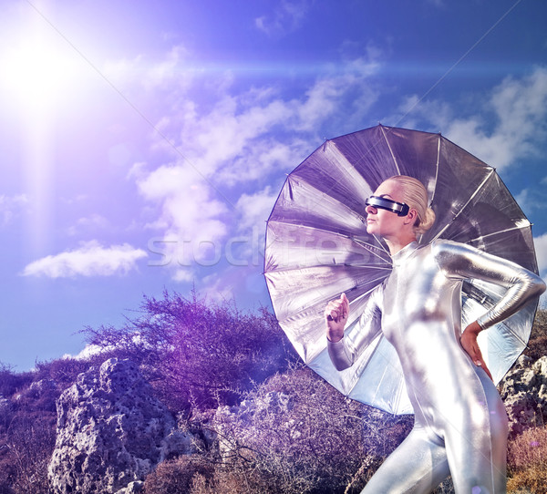 Cyber woman in the mountains Stock photo © Nejron