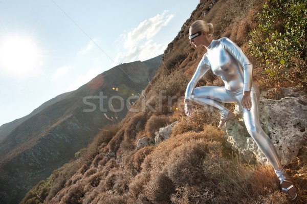 Cyber woman in a mountains. Stock photo © Nejron