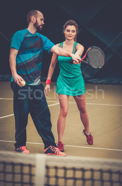 Donna giocatore coach campo da tennis club Foto d'archivio © Nejron